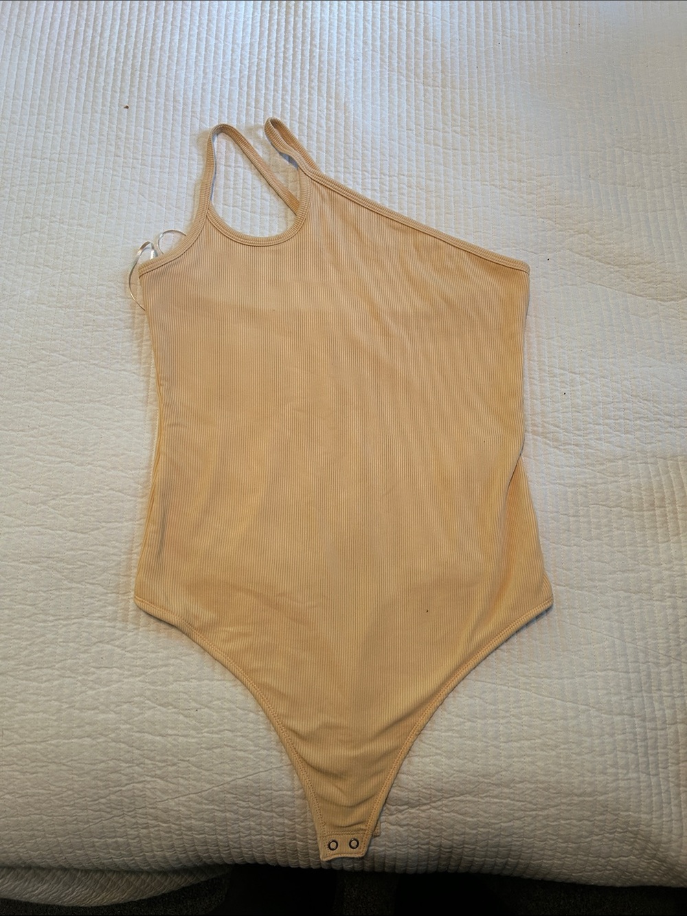 Abercrombie & Fitch womens One-Piece Asymmetrical Tank Bodysuit in Tan